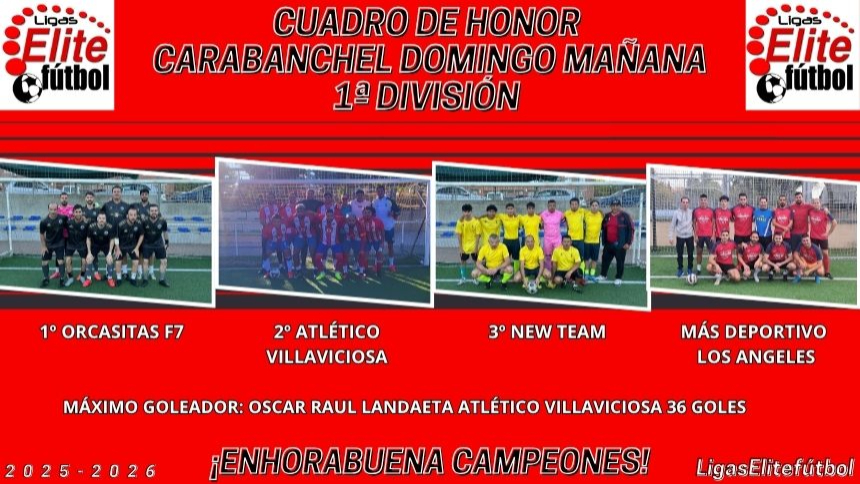 CUADRO DE HONOR CARABANCHEL DOMINGO MAÑANA 1ª DIVISIÓN